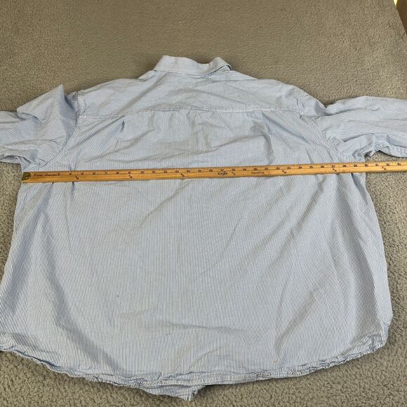 Izod Shirt Mens XXXL Blue White Pinstripe Long Sleeve Pocket Button Down - Picture 6 of 8